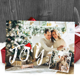 Simple Joy Christmas holidays Script Family Photo Holiday Postcard