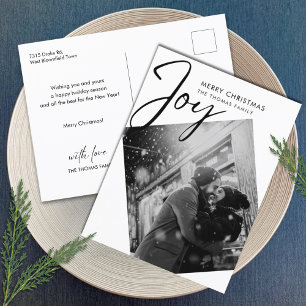 Simple Joy Christmas Minimalist Photo  Holiday Postcard