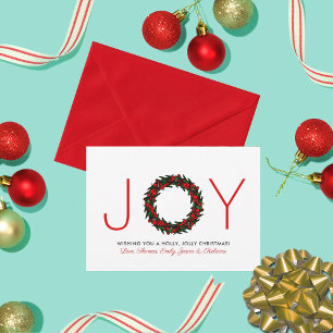 Simple "Joy" Christmas Wreath Holiday Card