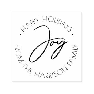 Simple Joy Happy Holidays Family Greeting Self-inking Stamp