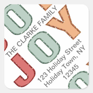 Simple Joy Holiday Address Label   Glitter