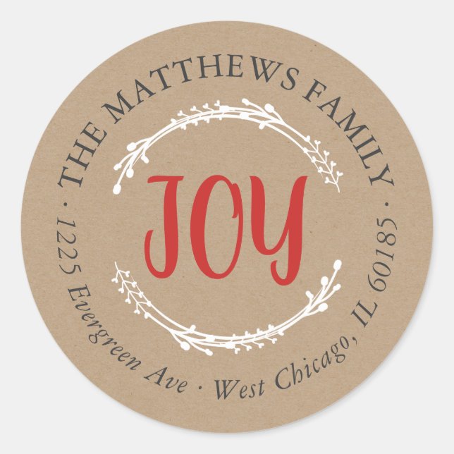 Simple Joy Kraft Round Return Address Label (Front)