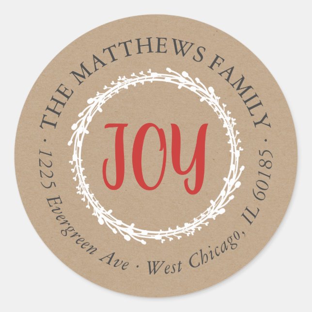 Simple Joy Kraft Round Return Address Label (Front)