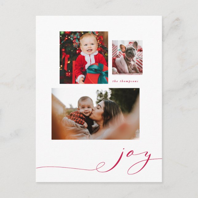 Simple Joy Multi-Photo Holiday Postcard (Front)