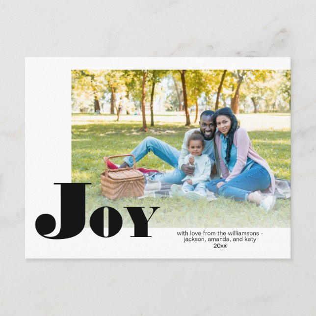 Simple Joy Negative Space Photo Christmas Holiday Postcard (Front)