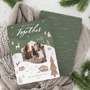 Simple Joy Woodland Animals & Cosy Village Photo Holiday Card