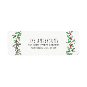 Simple Joy Wreath Pastels Modern Christmas Return Address Label
