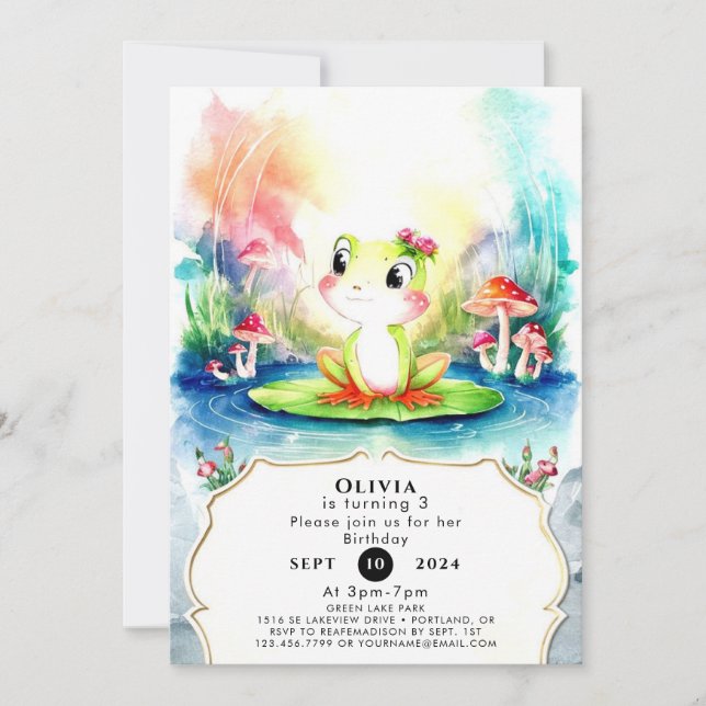 Simple Joyful Frog Birthday Invitation (Front)