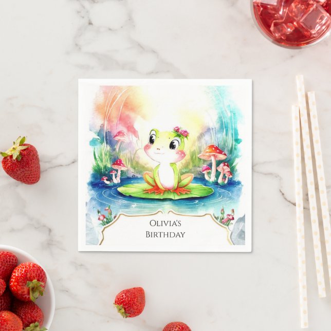 Simple Joyful Frog Birthday Napkin (Insitu)