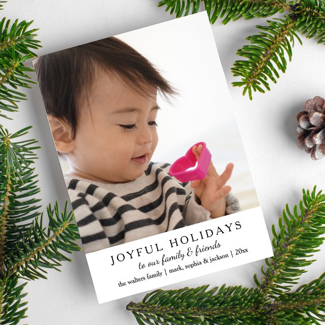 Simple Joyful Holidays Custom Photo Holiday Card (Creator Uploaded)