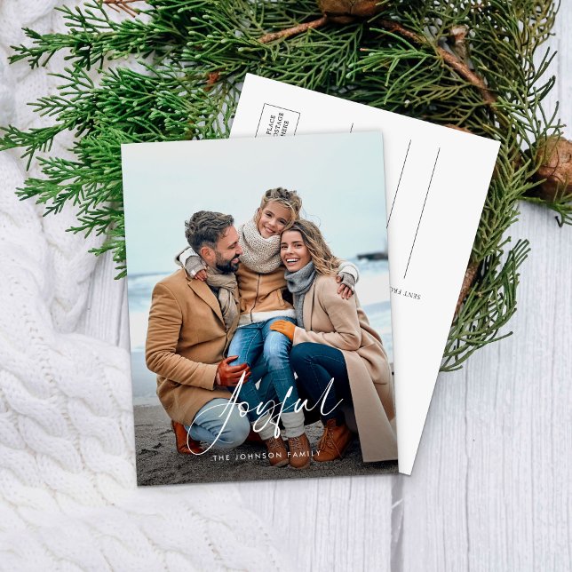 Simple Joyful Photo Holiday Postcard (Creator Uploaded)