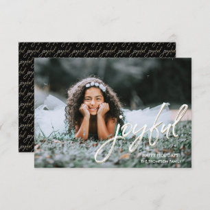 Simple Joyful with pattern back Photo Christmas Card