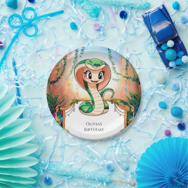 Simple Jungle Snake Birthday Paper Plate (Party)