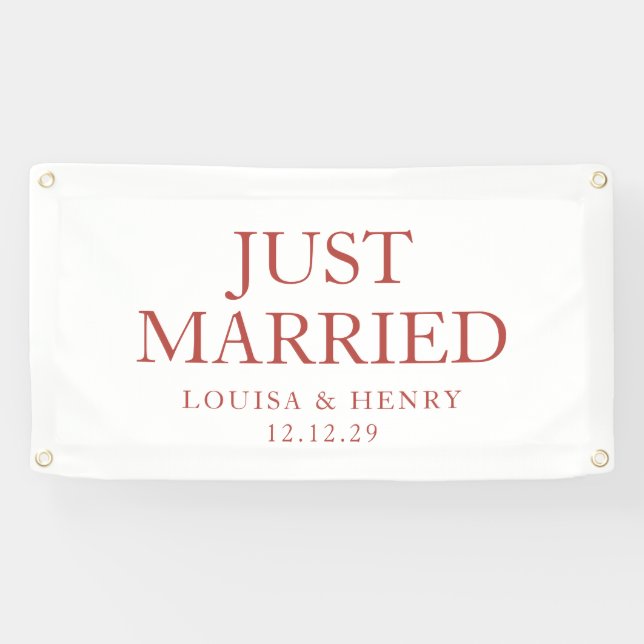 Simple Just Married Car Banner (Horizontal)