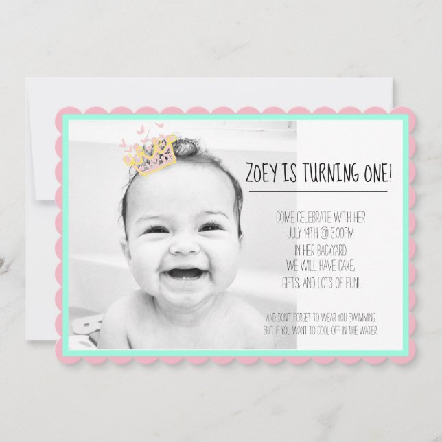 simple kids birthday invitation girl boy custom (Front)