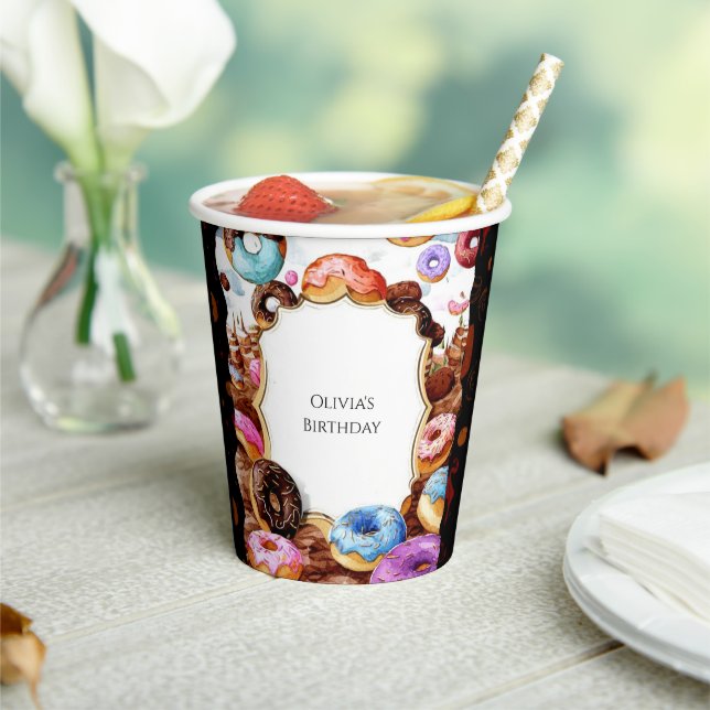 Simple Kids Doughnut Birthday Paper Cups (Insitu)