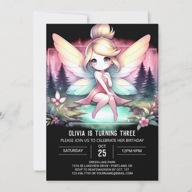 Simple Kids Fairy Birthday Invitation (Front)
