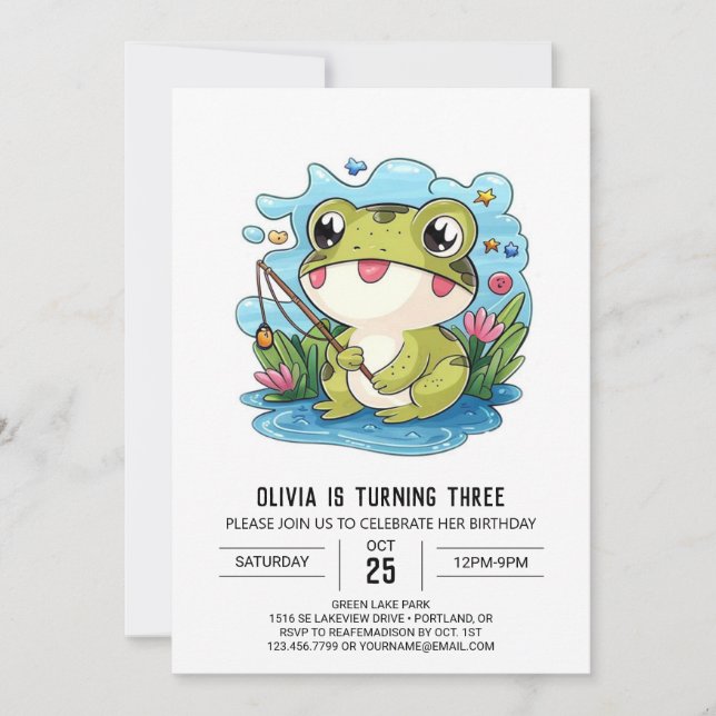 Simple Kids Frog Digital Birthday Invitation (Front)