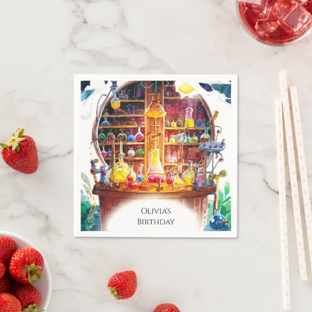 Simple Kids' Magic Scientist Birthday Napkin (Insitu)