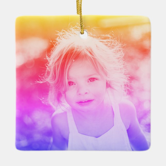 Simple Kids Photo Keepsake Ceramic Ornament (Front)