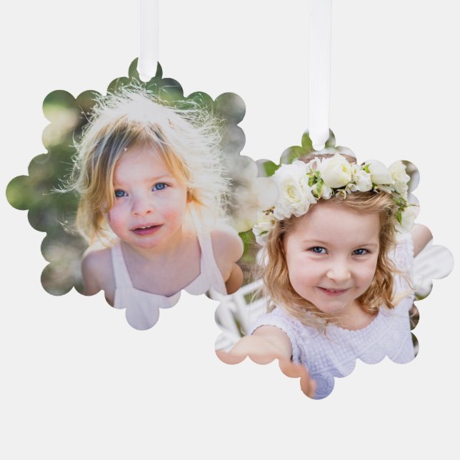 Simple Kids Photo Keepsake Cute Tree Decoration Card (Front/Back)