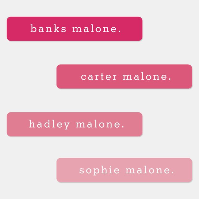 Simple Kids Pink Waterproof Name Labels (Group)