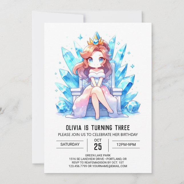 Simple Kids Princess Birthday Invitation (Front)