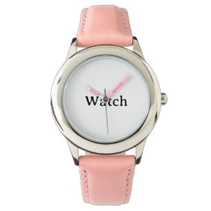 Simple Kid's Stainless Steel Pink Leather Strap Watch