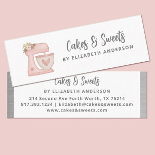 Simple Kitchen Stand Mixer Pink Floral Bakery Mini Business Card