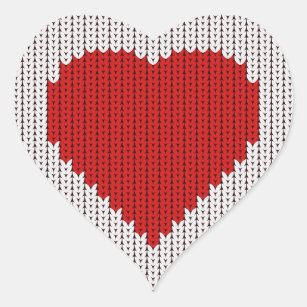 Simple knitted Wool Look I love you Valentines Day Heart Sticker