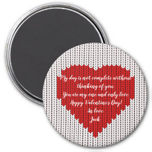 Simple Knitted Wool Look I love you Valentines Day Magnet