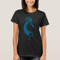 Simple Kokopelli drawing in ocean blue