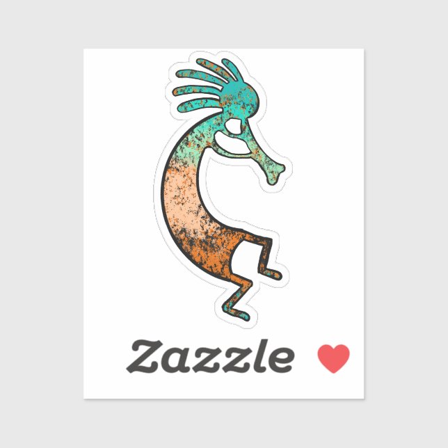 Simple Kokopelli drawing in Orange and blue (Sheet)