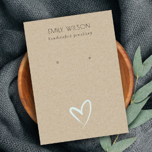 Simple Kraft Blue Heart Stud Earring Display Business Card