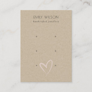 Simple Kraft Blush Heart 3 Stud Earring Display  Business Card