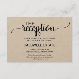 Simple Kraft Calligraphy Reception Card