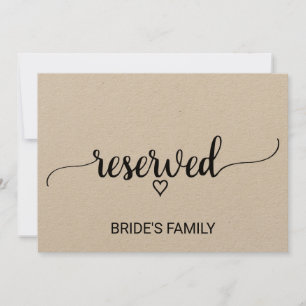 Simple Kraft Calligraphy Reserved Sign Invitation
