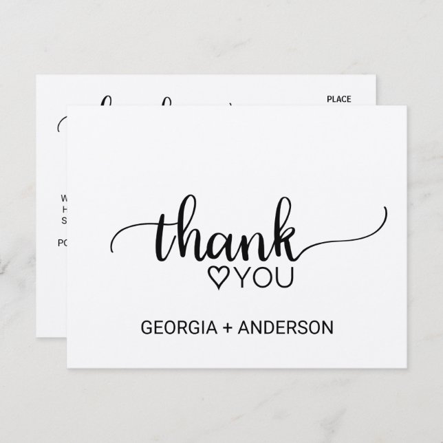 Simple Kraft Calligraphy Thank You Postcard (Front/Back)
