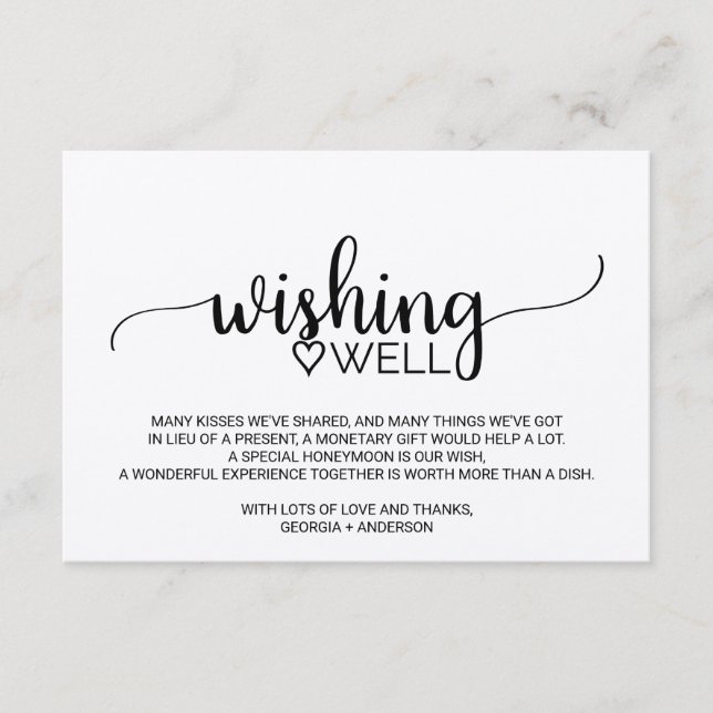 Simple Kraft Calligraphy Wedding Wishing Well Enclosure Card (Front)