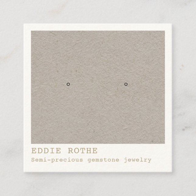 Simple Kraft Earring  Jewellery Display Square Business Card (Front)