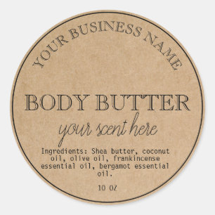 Simple Kraft Handmade Body Butter Scrub Lotion Cla Classic Round Sticker