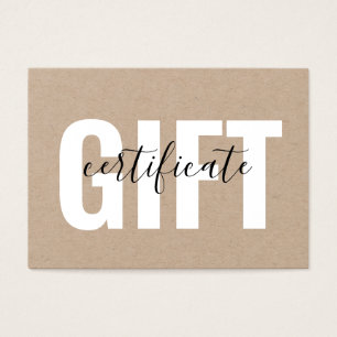 Simple Kraft Minimalist Business Gift Certificate