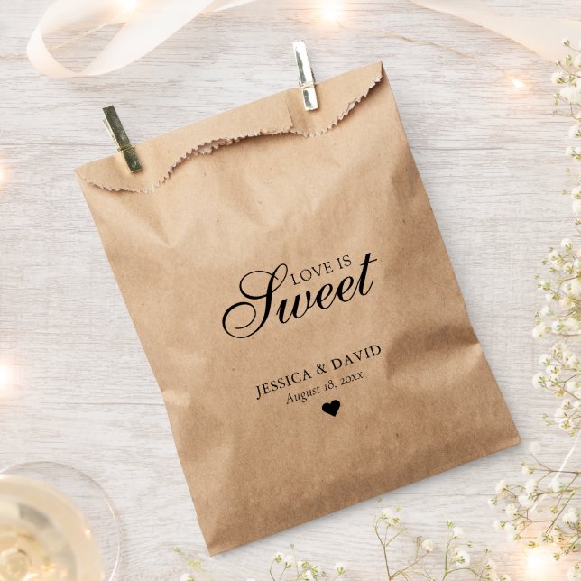 Simple Kraft Paper Love is Sweet Wedding Favour Ba Favour Bag (Clipped)