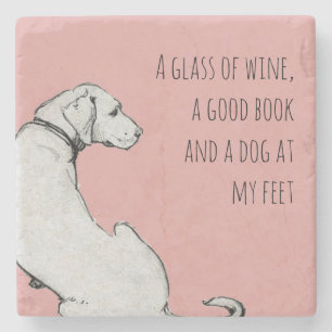 Simple Labrador Art Dog Mum Quote Pink Stone Coaster