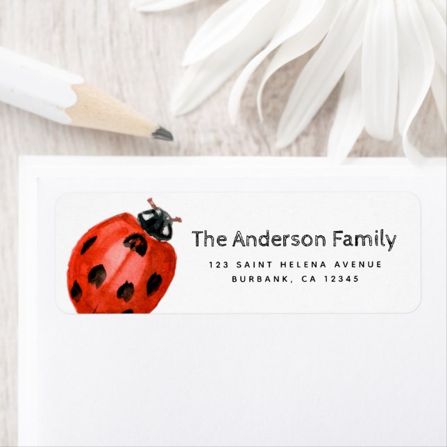 Simple Ladybug Return Address Label (Insitu)