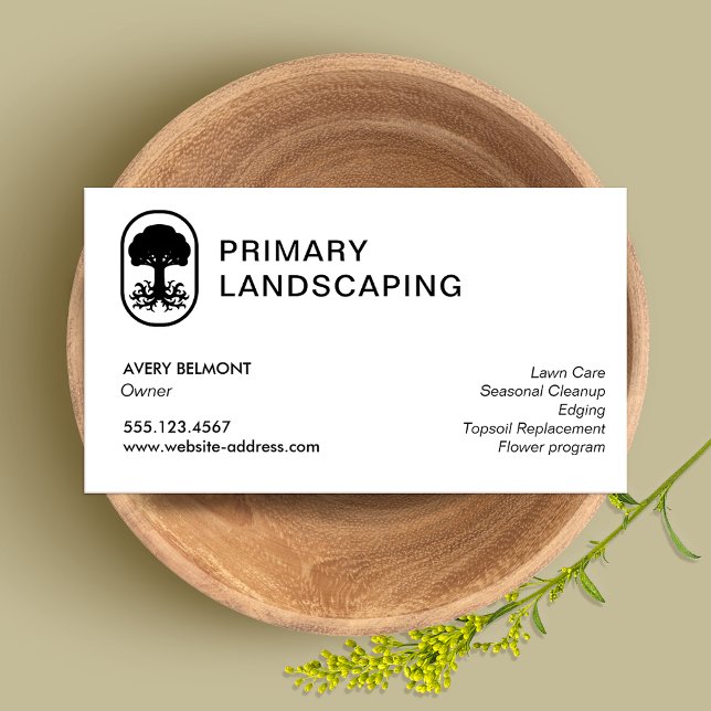 Simple Landscaping  Lawn Care Design Tree Roots Business Card (Creator Uploaded)