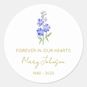 Simple Larkspur Memorial Classic Round Sticker