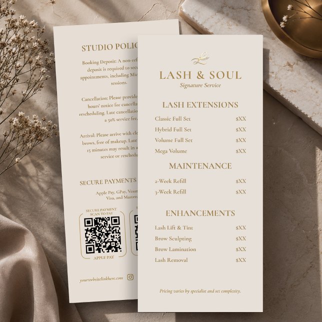 Simple Lash Brows Makeup Artist Price List QR Menu (Simple Lash Brows Makeup Artist Price List QR Menu
)