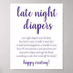 Simple Late Night Diapers   Berry Pink Shower Sign
