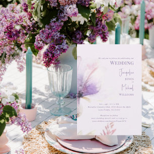 Simple Lavender Floral Stem Wedding Invitation